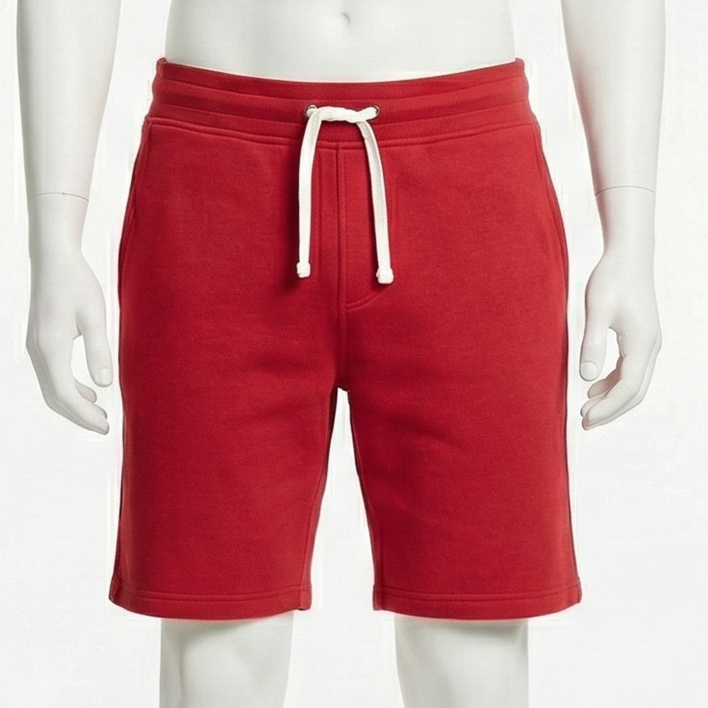 Abbot Main Mens Large Red Drawstring Sweat Shorts French Terry Lounge Casual Gym
